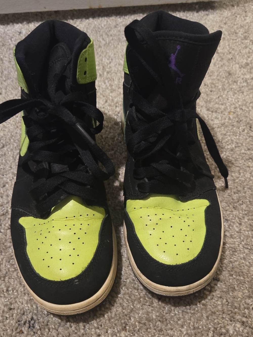 Jordan Kids High-Top Sneakers in Neon Green and Black
